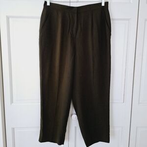Lauren Ralph Lauren olive green silk cropped pants